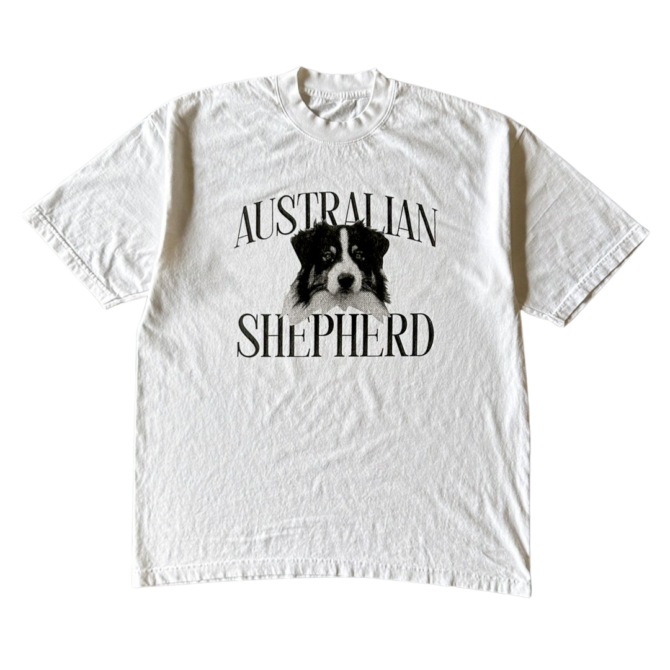 T-Shirt Black and White Australian Shepherd